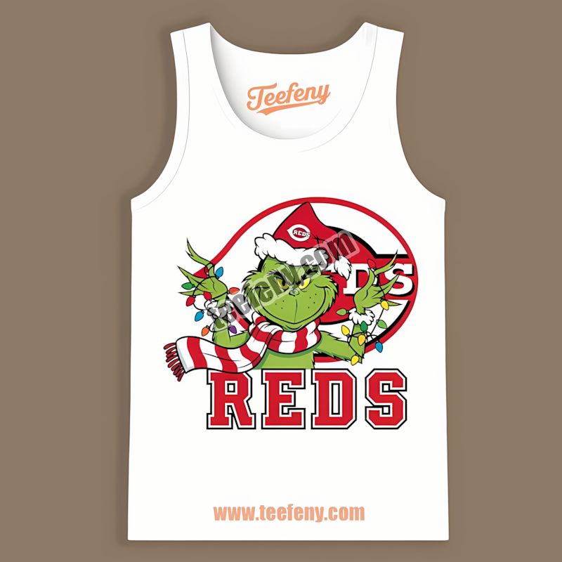 Grinch Christmas With Cincinnati Reds Spirit Funny Tanktop Grinch Christmas With Cincinnati Reds Spirit Funny Tanktop