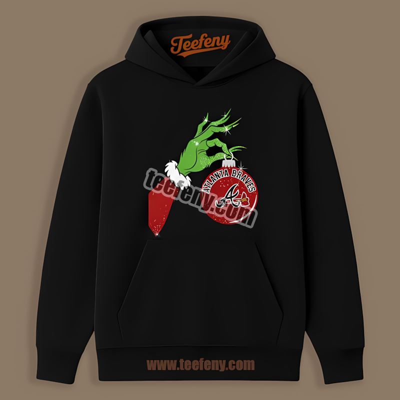 Grinch Hand Holding Atlanta Braves Ornament Vintage Hoodie Grinch Hand Holding Atlanta Braves Ornament Vintage Hoodie