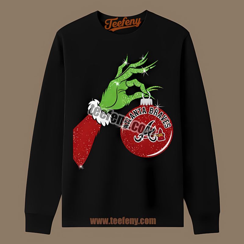 Grinch Hand Holding Atlanta Braves Ornament Vintage Long Sleeve Grinch Hand Holding Atlanta Braves Ornament Vintage Long Sleeve