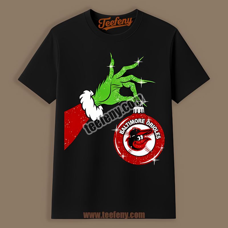 Grinch Hand Holding Baltimore Orioles Ornament Classic Shirt