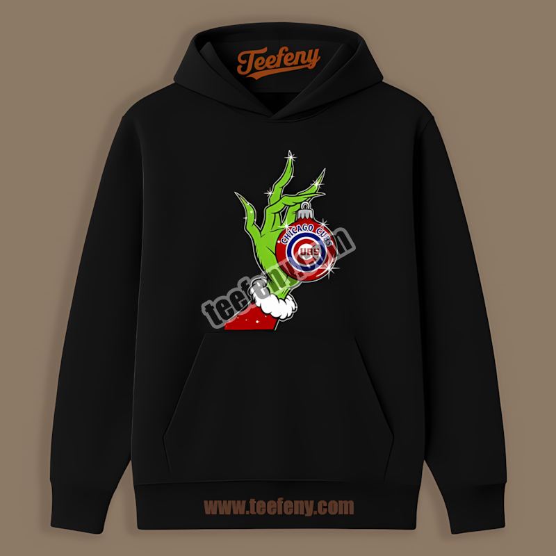 Grinch Hand Holding Chicago Cubs Ornament Cotton Hoodie Grinch Hand Holding Chicago Cubs Ornament Cotton Hoodie