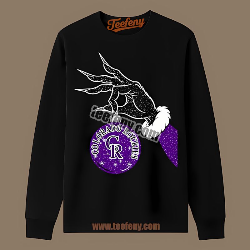 Grinch Hand Holding Colorado Rockies Ornament Classic Long Sleeve Grinch Hand Holding Colorado Rockies Ornament Classic Long Sleeve