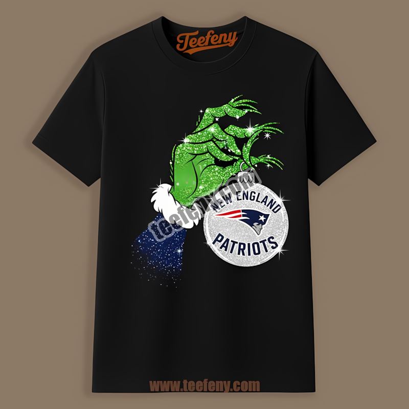 Grinch Hand Holding New England Patriots Ornament Cotton Shirt