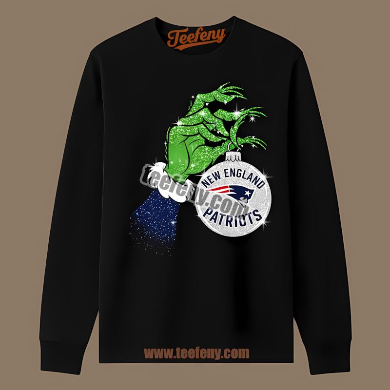 Grinch Hand Holding New England Patriots Ornament Cotton Long Sleeve Grinch Hand Holding New England Patriots Ornament Cotton Long Sleeve
