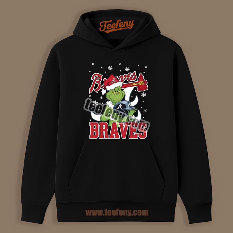 Grinch Holding Atlanta Braves Helmet Youth Hoodie Grinch Holding Atlanta Braves Helmet Youth Hoodie