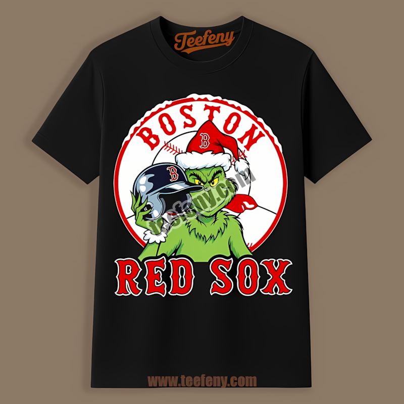 Grinch Holding Boston Red Sox Helmet Crewneck Shirt