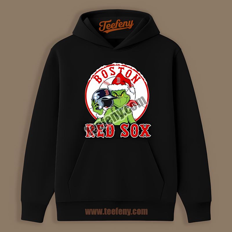 Grinch Holding Boston Red Sox Helmet Crewneck Hoodie Grinch Holding Boston Red Sox Helmet Crewneck Hoodie