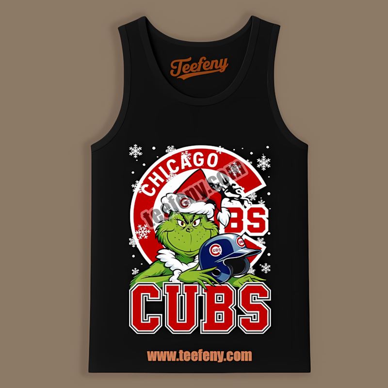 Grinch Holding Chicago Cubs Helmet Adults Tanktop Grinch Holding Chicago Cubs Helmet Adults Tanktop