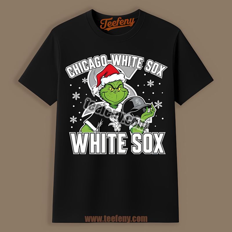 Grinch Holding Chicago White Sox Helmet Tshirt Design Online