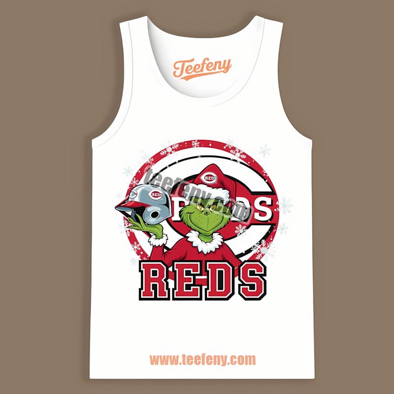 Grinch Holding Cincinnati Reds Helmet Sports Tanktop Grinch Holding Cincinnati Reds Helmet Sports Tanktop