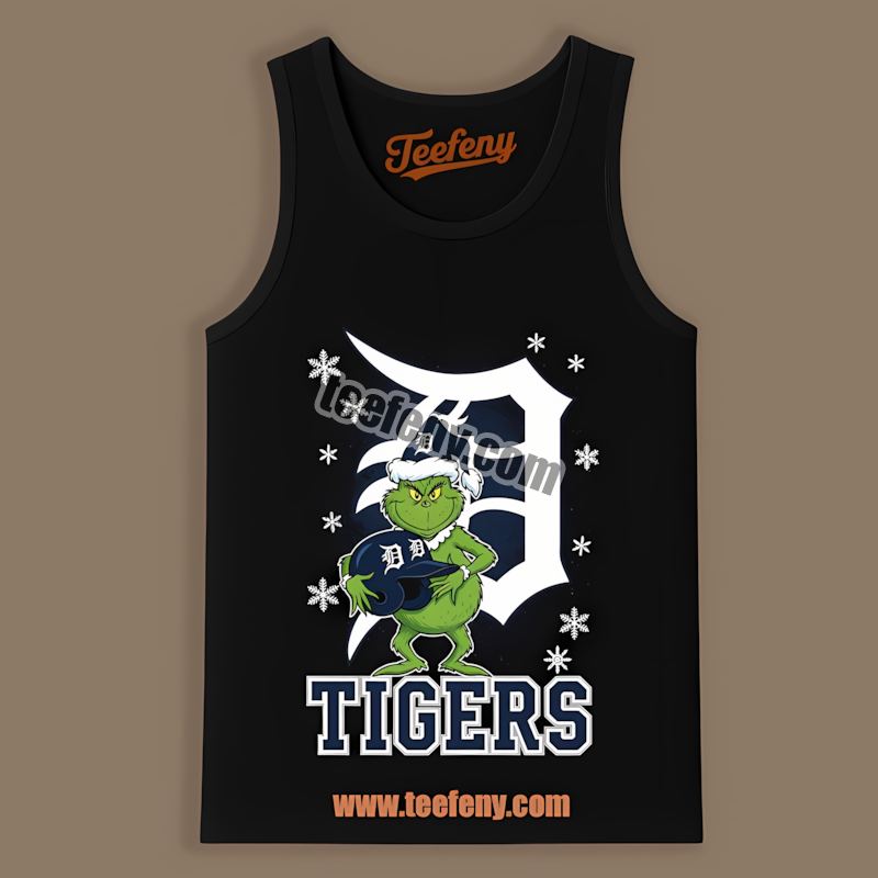 Grinch Holding Detroit Tigers Helmet Trendy Tanktop Grinch Holding Detroit Tigers Helmet Trendy Tanktop