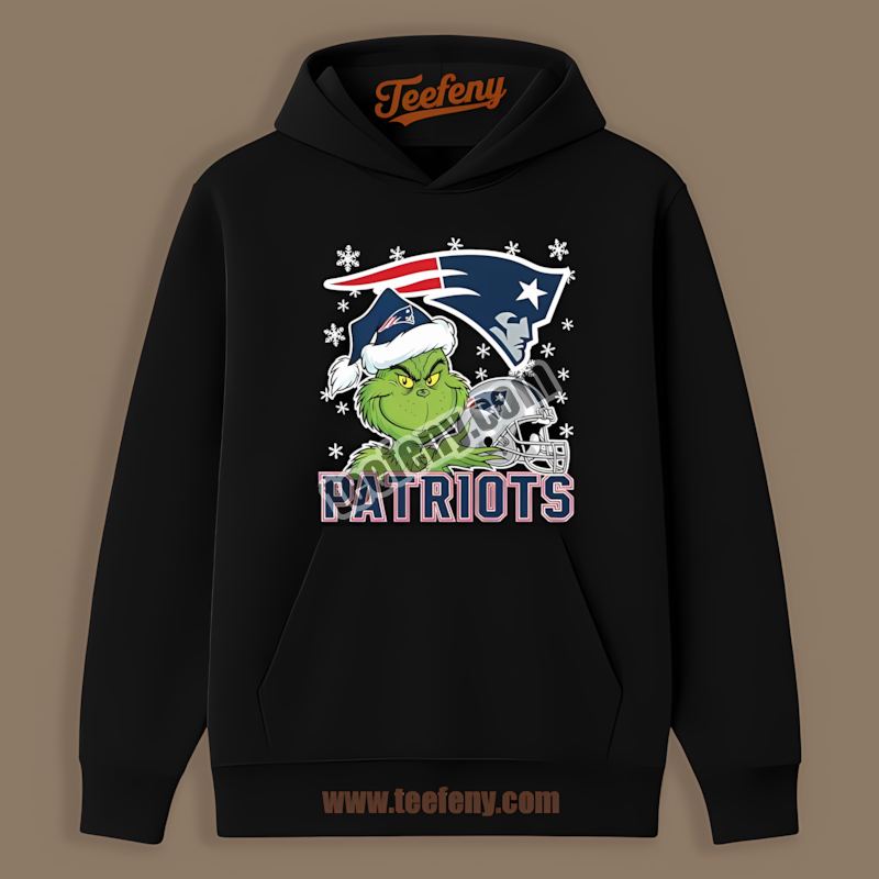 Grinch Holding New England Patriots Helmet Retro Hoodie Grinch Holding New England Patriots Helmet Retro Hoodie