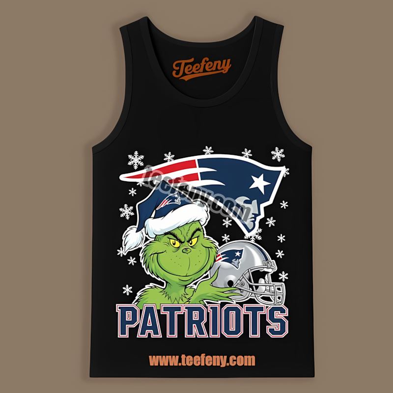 Grinch Holding New England Patriots Helmet Retro Tanktop Grinch Holding New England Patriots Helmet Retro Tanktop