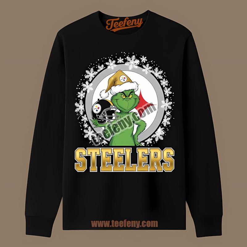Grinch Holding Pittsburgh SLong Sleevelers Helmet Bold Adults Shirt Grinch Holding Pittsburgh SLong Sleevelers Helmet Bold Adults Shirt