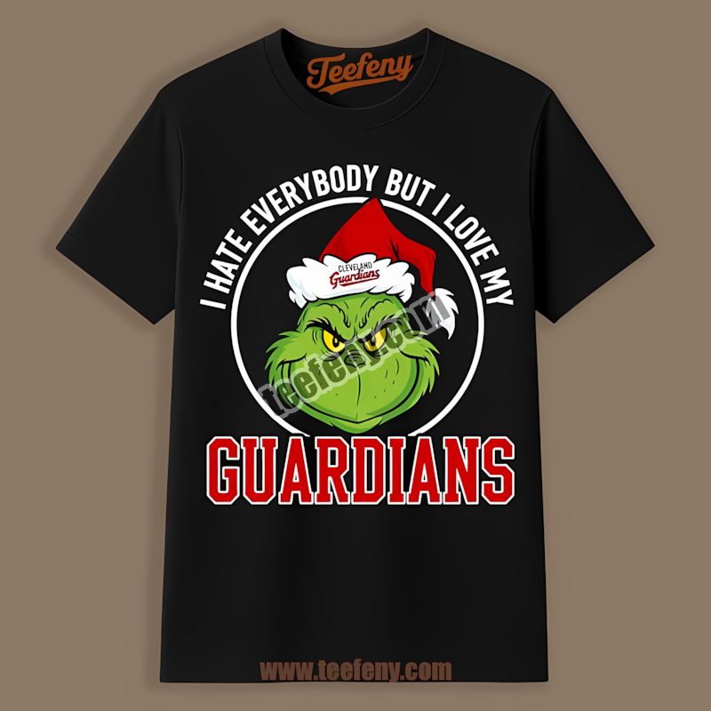 Grinch I Hate Everybody But Love My Cleveland Guardians Adults Shirt