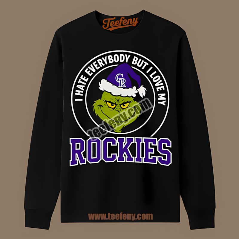 Grinch I Hate Everybody But Love My Colorado Rockies Custom Long Sleeve Grinch I Hate Everybody But Love My Colorado Rockies Custom Long Sleeve