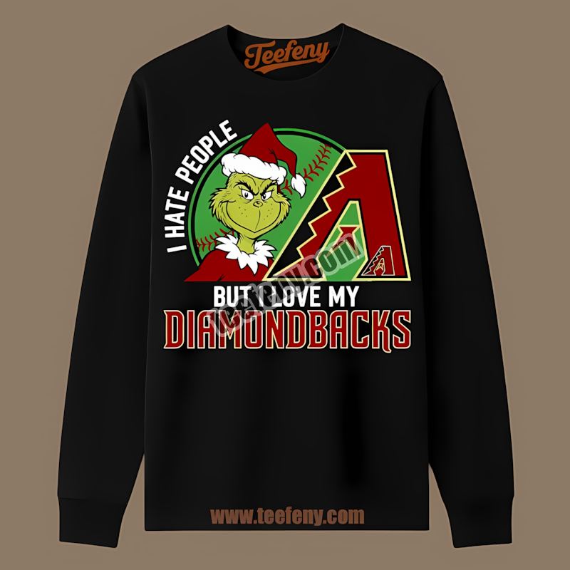 Grinch I Hate People But Love Arizona Diamondbacks Retro Long Sleeve Grinch I Hate People But Love Arizona Diamondbacks Retro Long Sleeve