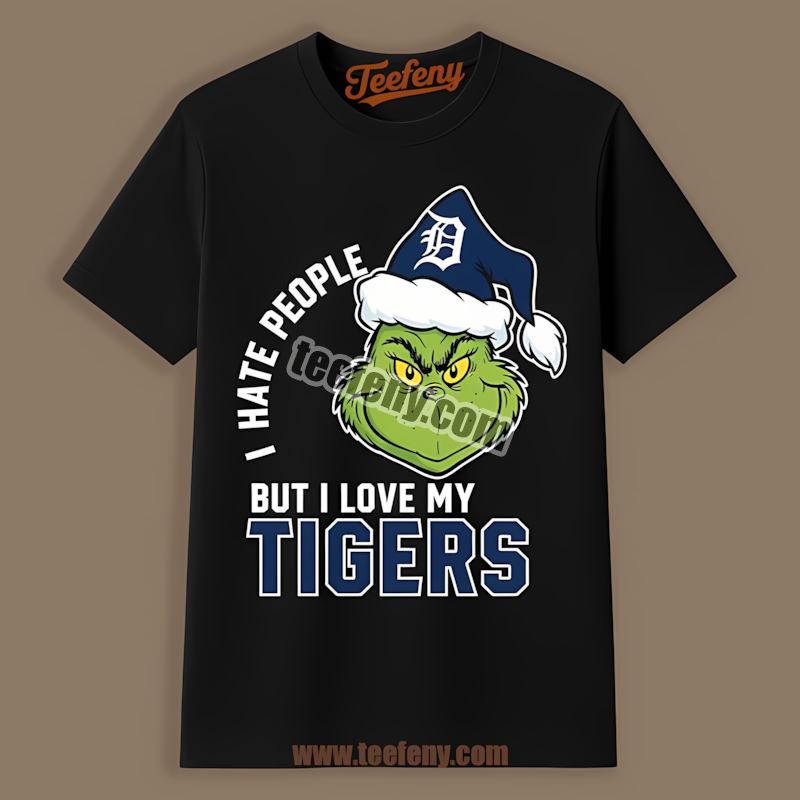 Grinch I Hate People But Love Detroit Tigers Cotton Shirt