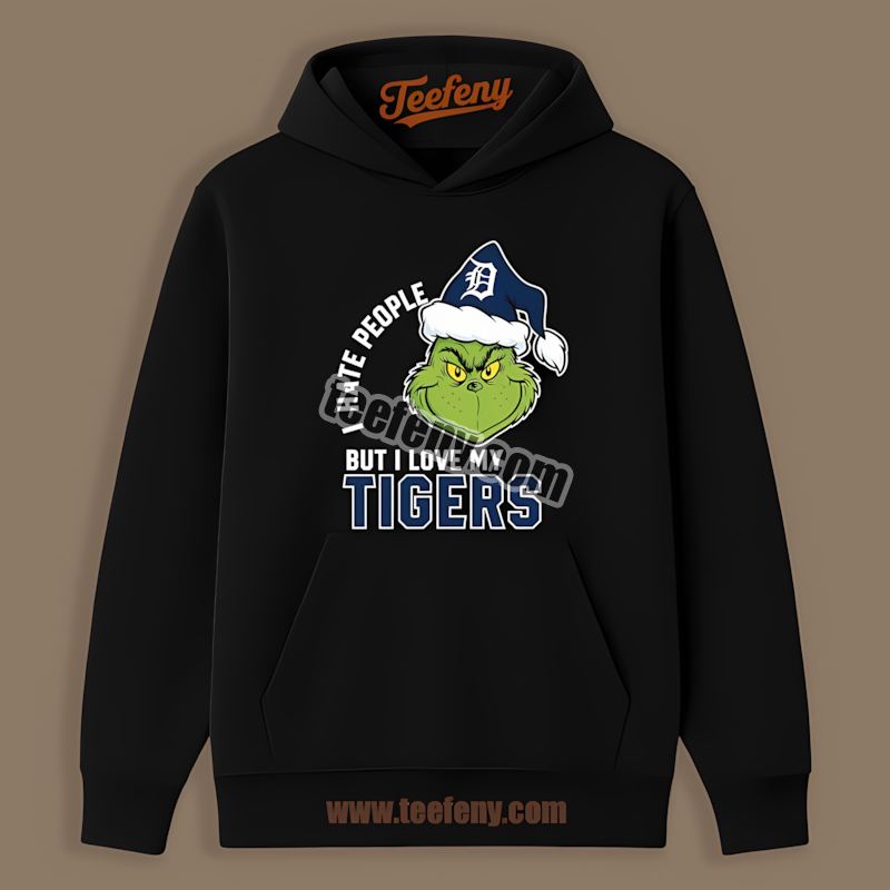 Grinch I Hate People But Love Detroit Tigers Cotton Hoodie Grinch I Hate People But Love Detroit Tigers Cotton Hoodie