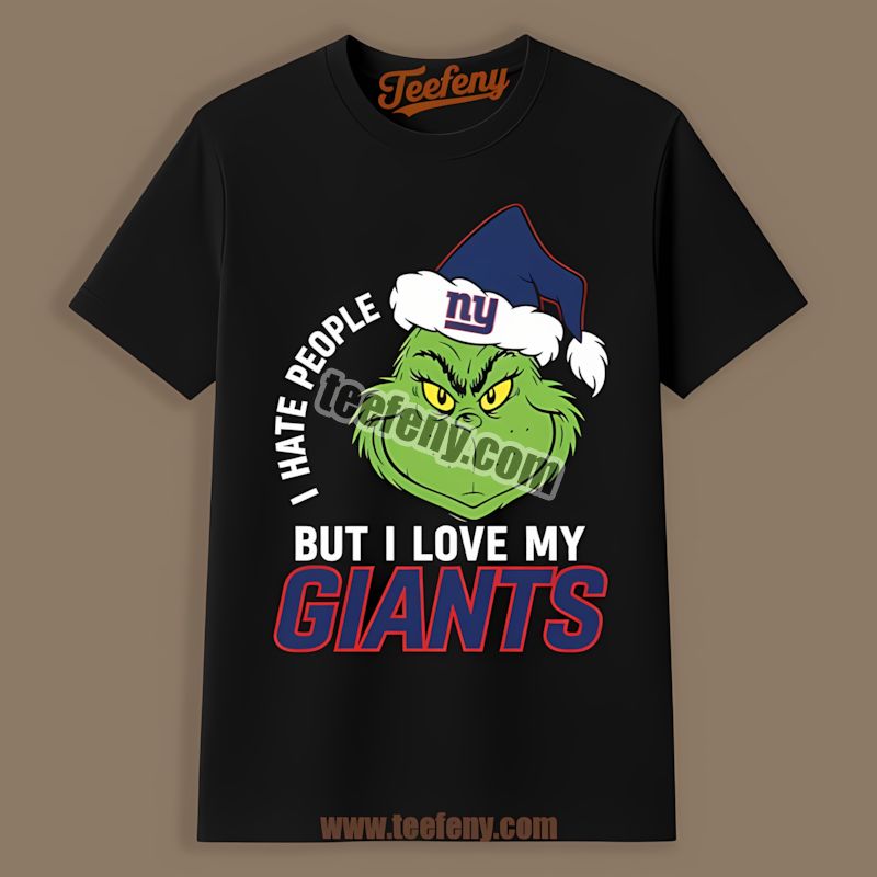 Grinch I Hate People But Love The New York Giants Color Shirt