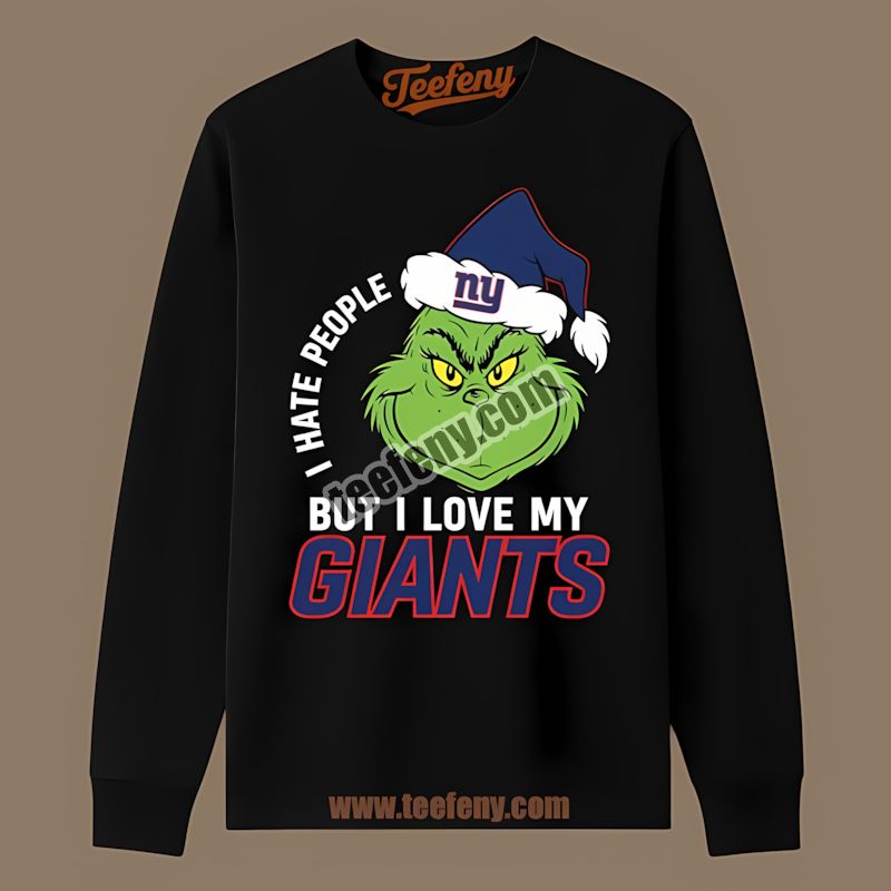 Grinch I Hate People But Love The New York Giants Color Long Sleeve Grinch I Hate People But Love The New York Giants Color Long Sleeve