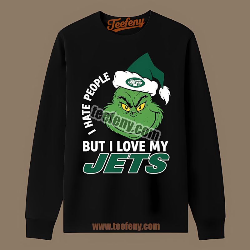 Grinch I Hate People But Love The New York Jets Graphic Long Sleeve Grinch I Hate People But Love The New York Jets Graphic Long Sleeve