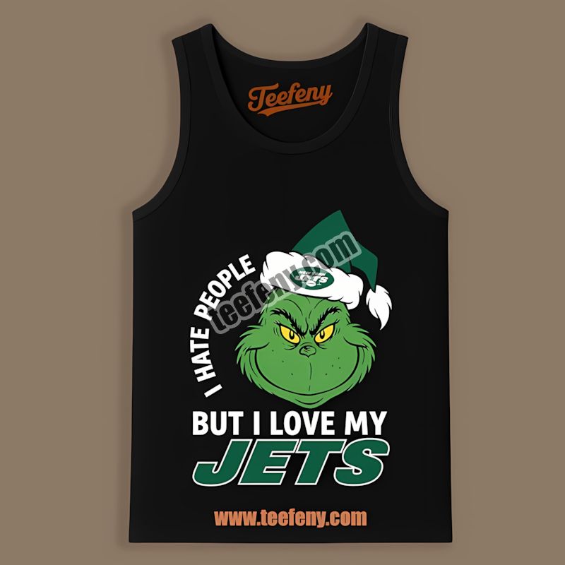 Grinch I Hate People But Love The New York Jets Graphic Tanktop Grinch I Hate People But Love The New York Jets Graphic Tanktop