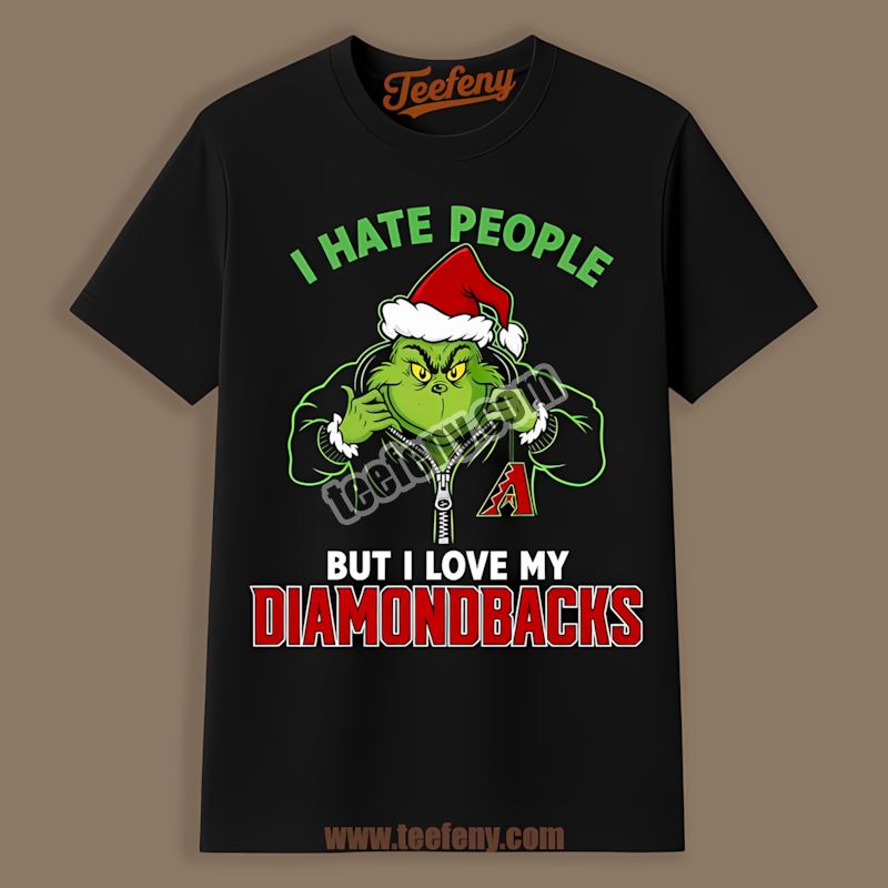 Grinch I Hate People Love My Arizona Diamondbacks Adults Shirt