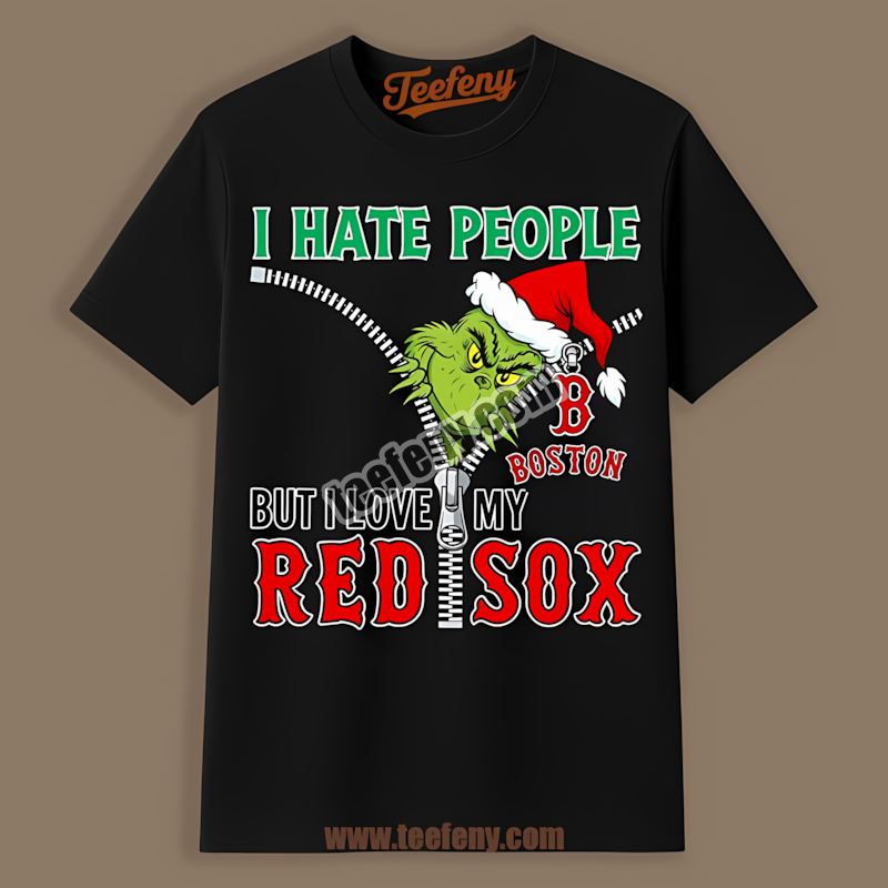 Grinch I Hate People Love My Boston Red Sox Graphic Shirt