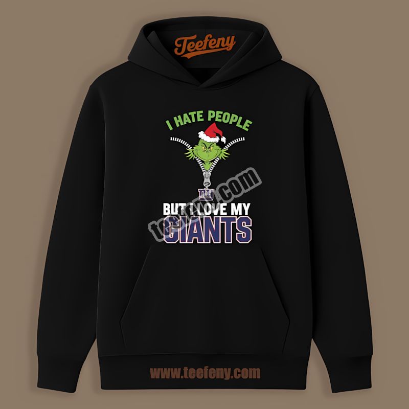 Grinch I Hate People Love My New York Giants Graphic Hoodie Grinch I Hate People Love My New York Giants Graphic Hoodie