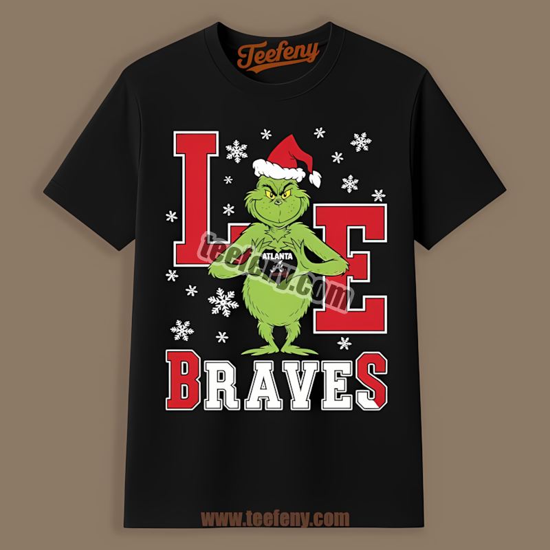 Grinch Love Atlanta Braves Christmas Youth Shirt