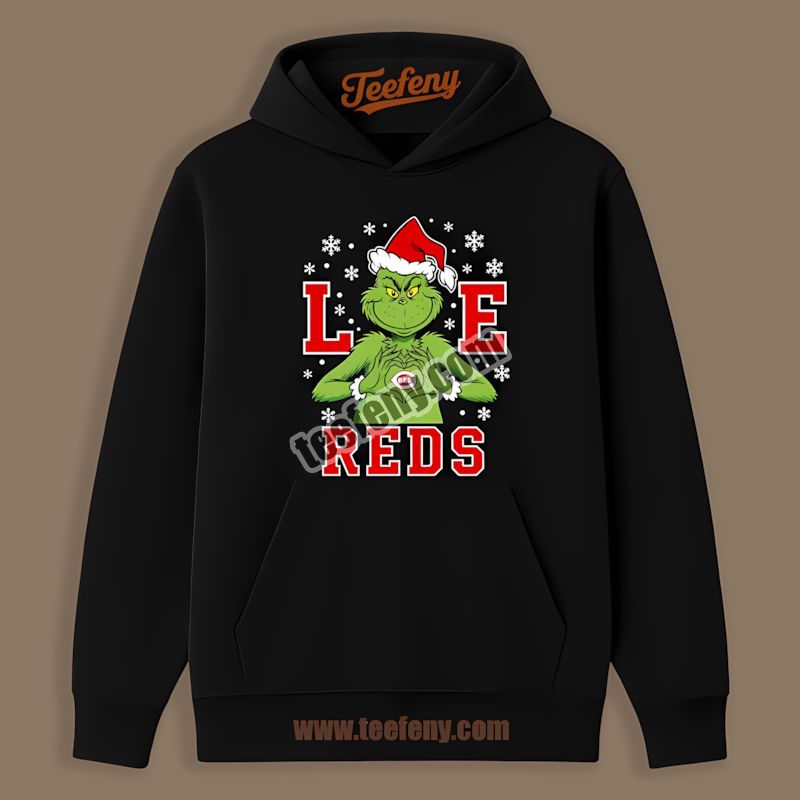 Grinch Love Cincinnati Reds Christmas Cotton Hoodie Grinch Love Cincinnati Reds Christmas Cotton Hoodie