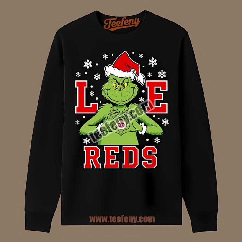 Grinch Love Cincinnati Reds Christmas Cotton Long Sleeve Grinch Love Cincinnati Reds Christmas Cotton Long Sleeve