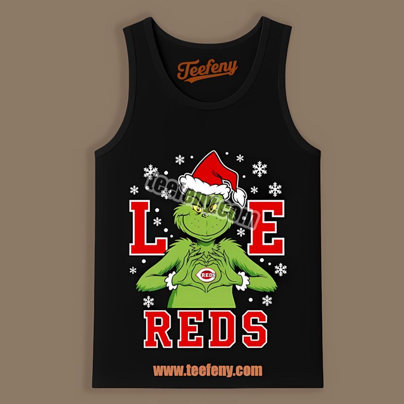 Grinch Love Cincinnati Reds Christmas Cotton Tanktop Grinch Love Cincinnati Reds Christmas Cotton Tanktop