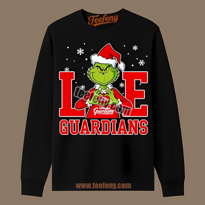Grinch Love Cleveland Guardians Christmas Cool Long Sleeve Grinch Love Cleveland Guardians Christmas Cool Long Sleeve