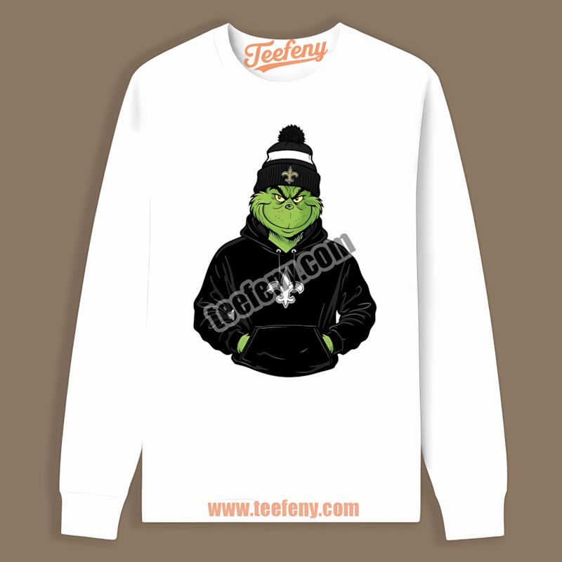 Grinch Wearing New Orleans Saints Hoodie Classic Long Sleeve Grinch Wearing New Orleans Saints Hoodie Classic Long Sleeve