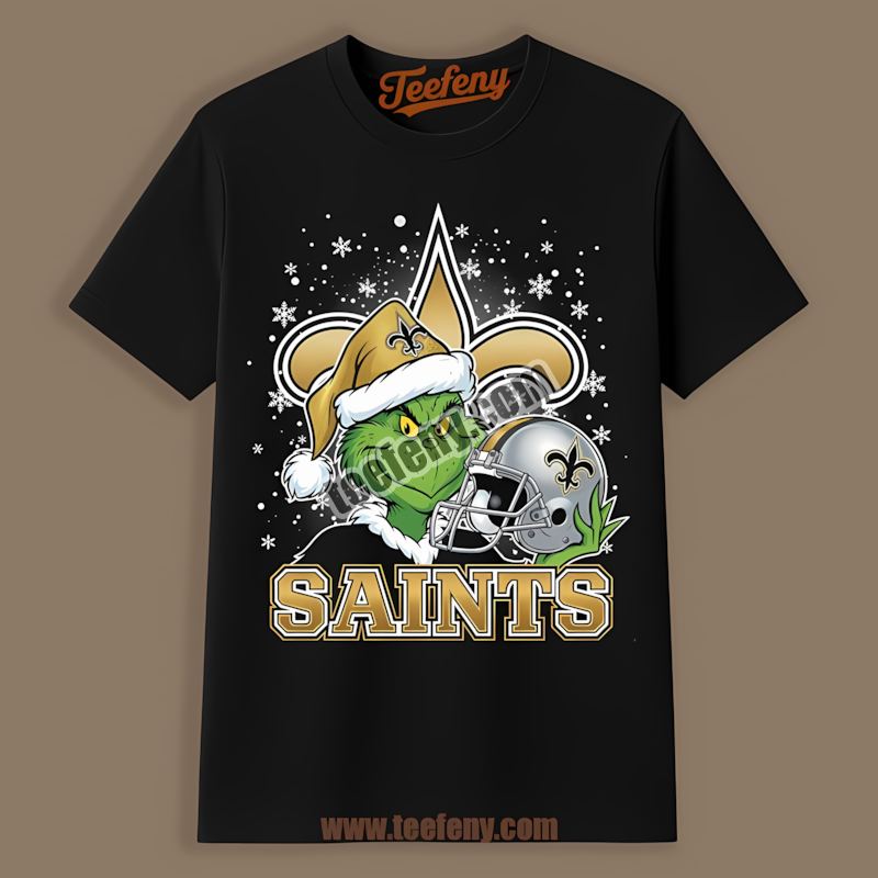 Grinch With New Orleans Saints Helmet Sports Shirt