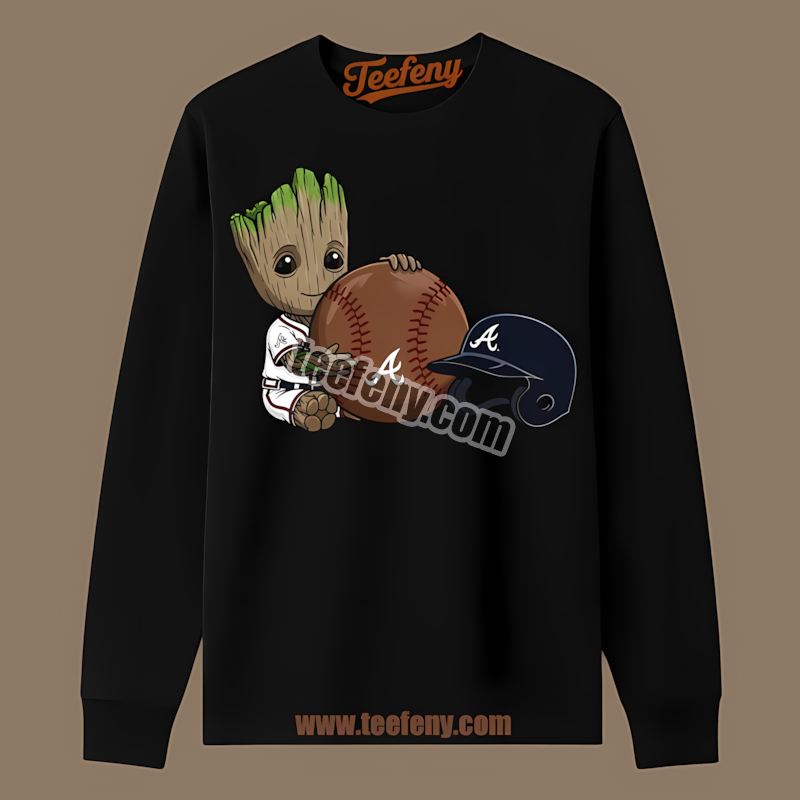 Groot Baseball Atlanta Braves Cool Long Sleeve Groot Baseball Atlanta Braves Cool Long Sleeve