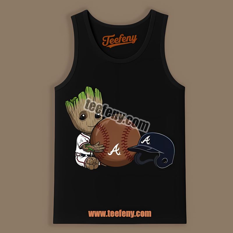 Groot Baseball Atlanta Braves Cool Tanktop Groot Baseball Atlanta Braves Cool Tanktop
