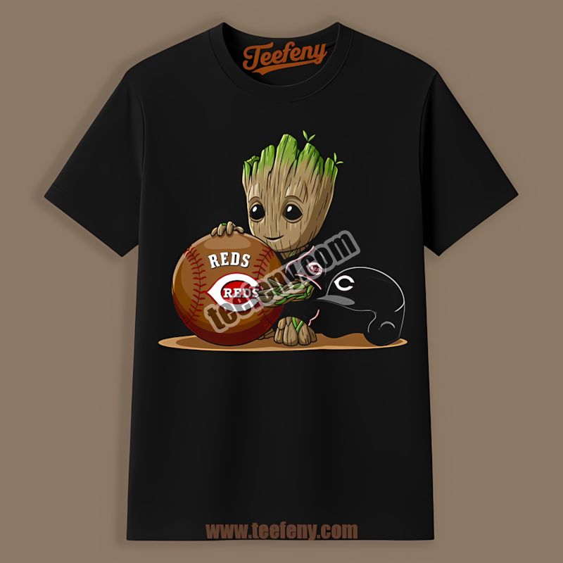 Groot Cheering For Cincinnati Reds Baseball Custom Made Shirt