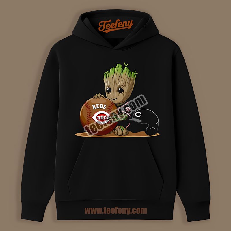 Groot Cheering For Cincinnati Reds Baseball Custom Made Hoodie Groot Cheering For Cincinnati Reds Baseball Custom Made Hoodie