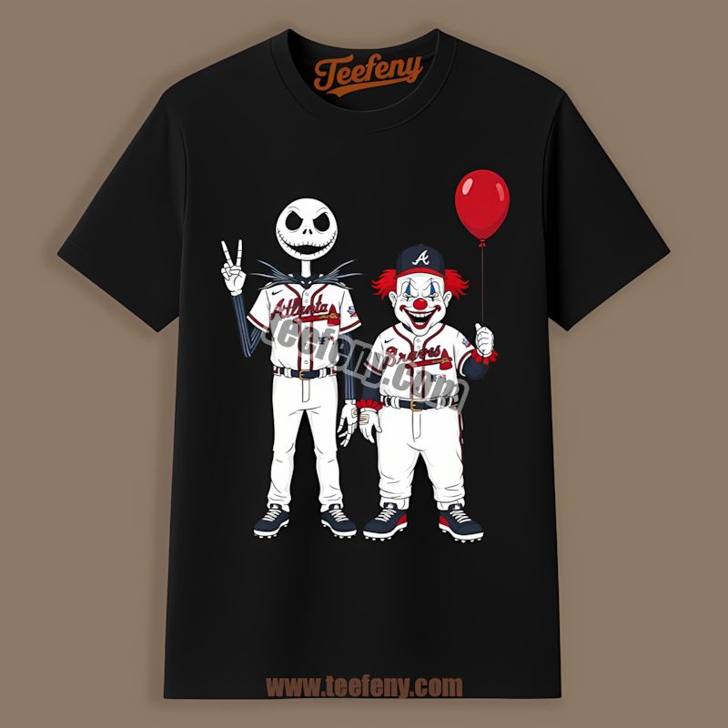Halloween Atlanta Braves Jack Skellington And Pennywise Soft Shirt