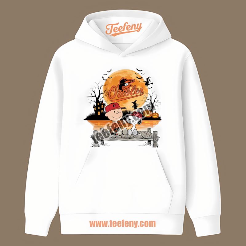 Halloween Charlie Brown And Snoopy Baltimore Orioles Slim Fit Hoodie Halloween Charlie Brown And Snoopy Baltimore Orioles Slim Fit Hoodie