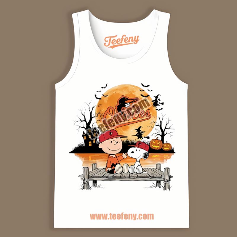 Halloween Charlie Brown And Snoopy Baltimore Orioles Slim Fit Tanktop Halloween Charlie Brown And Snoopy Baltimore Orioles Slim Fit Tanktop