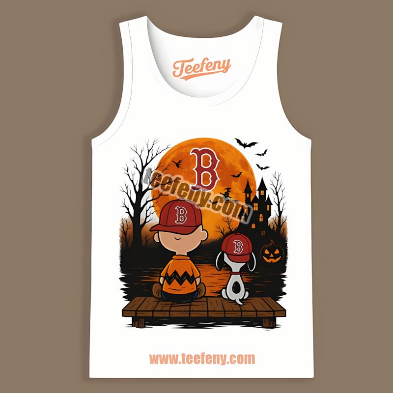 Halloween Charlie Brown And Snoopy Boston Red Sox Tanktop Halloween Charlie Brown And Snoopy Boston Red Sox Tanktop