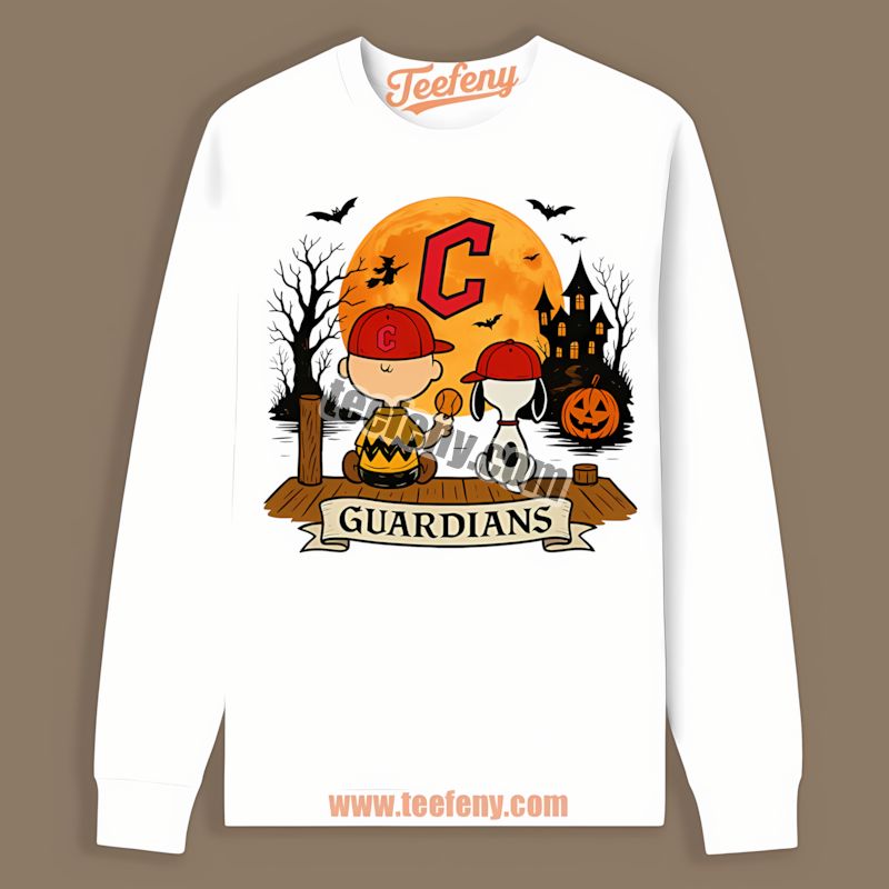 Halloween Charlie Brown And Snoopy Cleveland Guardians Crewneck Long Sleeve Halloween Charlie Brown And Snoopy Cleveland Guardians Crewneck Long Sleeve