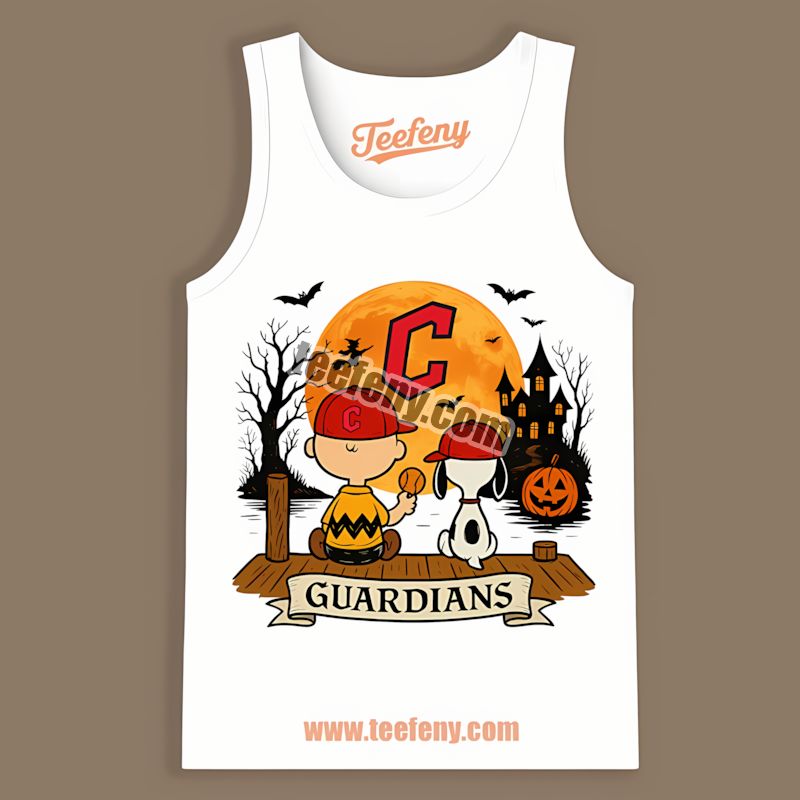 Halloween Charlie Brown And Snoopy Cleveland Guardians Crewneck Tanktop Halloween Charlie Brown And Snoopy Cleveland Guardians Crewneck Tanktop