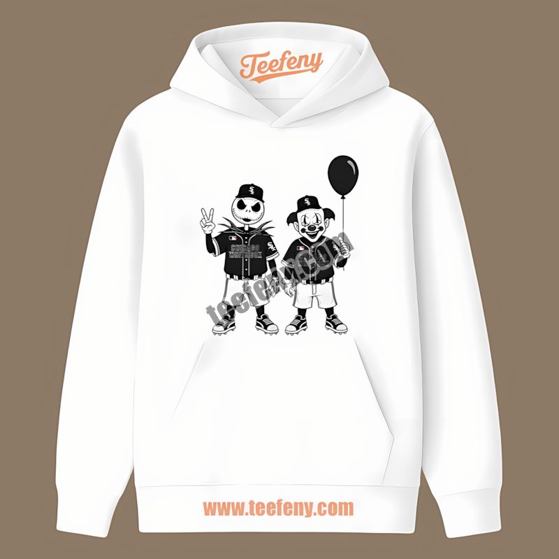 Halloween Chicago White Sox Jack Skellington And Pennywise Mens THoodie Halloween Chicago White Sox Jack Skellington And Pennywise Mens THoodie