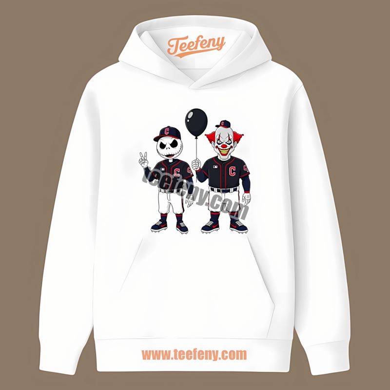Halloween Cleveland Guardians Jack Skellington And Pennywise Personalized THoodie Halloween Cleveland Guardians Jack Skellington And Pennywise Personalized THoodie
