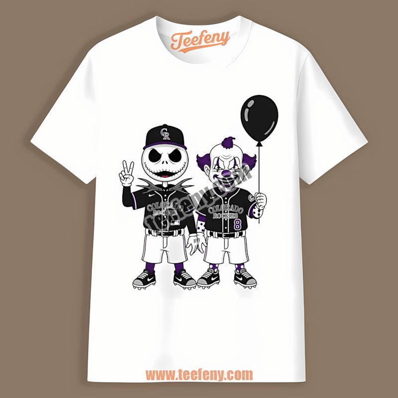 Halloween Colorado Rockies Jack Skellington And Pennywise Cool Shirt